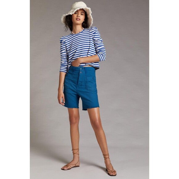 Blue Anthropologie Pilcro Textured Relaxed Slouchy Surplus Shorts (NWT)